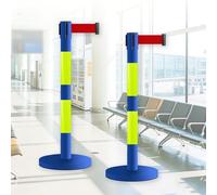 JHIAADEY Poteau De Guidage,Poteaux De DéLimitation En Acier Inoxydable,La Division Des Zones D'Attente For ContrôLer Le Flux De Foule Convient Aux AéRoports,Aux(Blue+Light Green,5M/16.4FT)