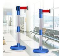 JHIAADEY Poteau De Guidage,Poteaux De DéLimitation En Acier Inoxydable,La Division Des Zones D'Attente For ContrôLer Le Flux De Foule Convient Aux AéRoports,Aux(Blue+White,5M/16.4FT)