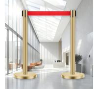 JHIAADEY Poteaux De Guidage,Poteaux De Guidage à Sangle RéTractable En Nylon,BarrièRe De Balisage Pour ContrôLe De Foules, Les Files D'Attente,Adapté Aux Magasins,Aux Passerelles(Gold,5M/16.4FT)