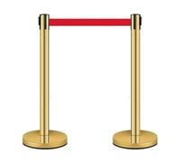 JHIAADEY Poteaux De Guidage,Poteaux De Guidage à Sangle RéTractable En Nylon,Ensemble De 2 PièCes,Utilisé For Diviser Les Zones D'Attente Dans Les Lieux Publics,Les éColes(Gold,3M/9.8FT)