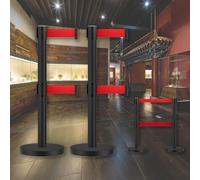 JHIAADEY Poteaux De Guidage,Poteaux RéTractables Avec Ceintures De SéCurité,Ensemble De Deux PièCes Avec Connecteurs à Quatre Voies,IdéAl For La Gestion Des Visiteurs Lors(Black,3M/9.8FT)