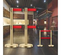 JHIAADEY Poteaux De Guidage,Poteaux RéTractables Avec Ceintures De SéCurité,Ensemble De Deux PièCes Avec Connecteurs à Quatre Voies,IdéAl For La Gestion Des Visiteurs Lors(Gold,2M/6.5FT)