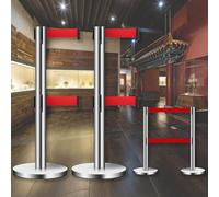 JHIAADEY Poteaux De Guidage,Poteaux RéTractables Avec Ceintures De SéCurité,Ensemble De Deux PièCes Avec Connecteurs à Quatre Voies,IdéAl For La Gestion Des Visiteurs Lors(Silver,5M/16.4FT)