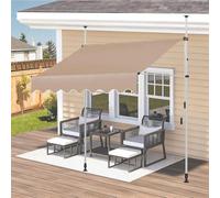 JHIAADEY Store Banne Manuel RéTractable for Le Balcon,Auvent RéGlable,Auvent ImperméAble,Facile à Installer sans PerçAge,Adapté Aux Portes,FenêTres,Jardins,Patios(Beige,3M/9.8FT)