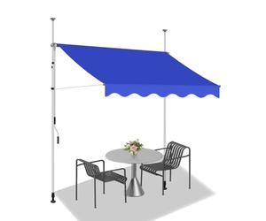 JHIAADEY Store Banne sans PerçAge Auvent,Store Exterieur Terrasse,Auvent RéGlable,ImperméAble Et RéSistant Aux UV,Adapté Aux EntréEs,Balcons,Avant-Toits Et Espaces ExtéRieurs(Blue,2.5M/8.2FT)