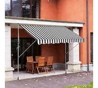 JHIAADEY Stores pour Patio, Store Banne sans PerçAge Auvent, Auvent ImperméAble, Installation Facile sans PerçAge, Convient Aux Cours, Jardins, Balcons, FenêTres(Gray+White,3M/9.8FT)