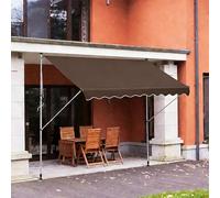 JHIAADEY Stores pour Patio, Store Banne sans PerçAge Auvent, Auvent ImperméAble, Installation Facile sans PerçAge, Convient Aux Cours, Jardins, Balcons, FenêTres(Brown,3.5M/11.5FT)