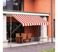 JHIAADEY Stores pour Patio, Store Banne sans PerçAge Auvent, Auvent ImperméAble, Installation Facile sans PerçAge, Convient Aux Cours, Jardins, Balcons, FenêTres(Red+White,2M/6.5FT)