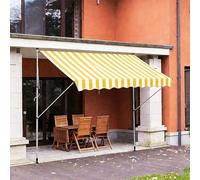 JHIAADEY Stores pour Patio, Store Banne sans PerçAge Auvent, Auvent ImperméAble, Installation Facile sans PerçAge, Convient Aux Cours, Jardins, Balcons, FenêTres(Yellow+White,1.5M/4.9FT)