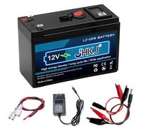 JHKJ Batterie au Lithium 12 Volts 12V 6Ah 8Ah 10Ah 12Ah 15Ah, Rechargeable, pour systèmes solaires/Camping/systèmes Hors réseau, Kits Moteurs 0-180W avec BMS.,12v10ah Charger