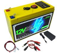 JHKJ Batterie au Lithium Portable d'extérieur 12V, 4Ah, 6Ah, 8Ah, 10Ah ; Batterie Externe 12V pour Bateaux, Panneaux solaires et Camping-Cars, avec Chargeur et câble de raccordement,12v10ah Charger