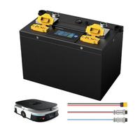 JHKJ Batterie Lithium-Fer-Phosphate 12,8 V avec 485/CAN | Batterie lithium portable 25,6 V 6 Ah / 12 Ah / Batterie LiFePO4 12,8 V 24 Ah avec câble adaptateur pour robot AGV