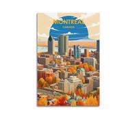 JHKJTK Affiches d'album photo de famille moderne - Art mural pour décoration de salle de bain - Affiche de voyage moderne de Montréal Canada - Impression sur toile sans cadre 30 x 45 cm