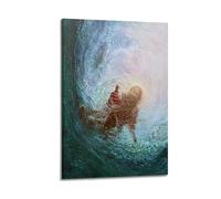 JHKJTK Impression sur toile de style famille moderne - Décoration murale de salle de bain - Image miraculeuse de Jésus dans l'eau - 30 x 45 cm - Style cadre