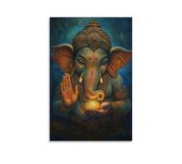 JHKJTK Impression sur toile minimaliste Ganesh - Style huile avec effet lumineux - Décoration moderne pour chambre familiale - Sans cadre - 60 x 90 cm