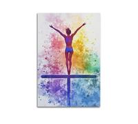 JHKJTK Impression sur toile moderne exquise - Album photo - Aquarelle - Gymnastique - Athlète féminine sur poutre d'équilibre - 60 x 90 cm