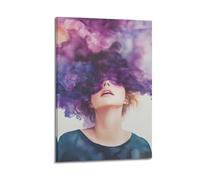 JHKJTK Magnifique décoration murale moderne sur toile - Album photo - Aquarelle - Portrait féminin rêveur - Attirance mystérieuse et artistique - 20 x 30 cm