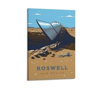 JHKJTK Poster d'album photo de famille moderne - Art pop art - Poster de voyage Pop Art Roswell New Mexico Scène d'alien Crash Scène d'extraterrestre - Œuvre d'art sur toile avec cadre 40 x 60 cm