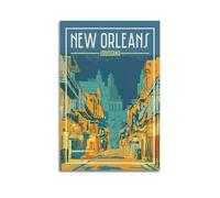 JHKJTK Poster moderne pour album photo de famille - Art mural - Décoration de salle de bain - Affiche de voyage rétro - Vue sur la ville de la Nouvelle-Orléans en Louisiane - 60 x 90 cm - Sans cadre