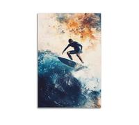 JHKJTK Poster moderne pour album photo de famille - Impression sur toile aquarelle pour amateurs de surf 50 x 75 cm