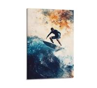 JHKJTK Poster moderne pour album photo de famille - Impression sur toile aquarelle pour amateurs de surf - 30 x 45 cm