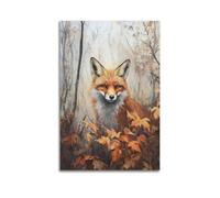 JHKJTK Poster moderne pour album photo de famille - Impression sur toile aquarelle renard rouge dans la forêt d'automne 40 x 60 cm