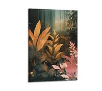 JHKJTK Poster mural moderne pour album photo de famille - Affiche botanique aquarelle avec feuillage luxuriant et détails subtils - Œuvre d'art sur toile pour décoration de salle de bain 20 x 30 cm