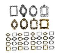 JHKNNK 40 Pièces Mini Cadres Photo en Métal Style Vintage Baroque pour Nail Art, Décorations D'ongles Ovales et Carrées, Accessoire Nail Art Rétro pour Créations Artistiques