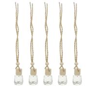 JHKNNK Diffuseur de Voiture Suspendu en Verre Transparent 8 Ml, Lot de 5 Flacons Parfumés à Forme Géométrique avec Bouchon en Bois, Décor Délicat et Relaxation de L'esprit