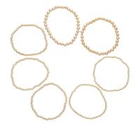 JHKNNK Ensemble de 7 Bracelets Élastiques en Perles Or, Design Polyvalent et Chunky, Bijoux pour Femmes, Adaptés Saint-Valentin et aux Occasions Spéciales