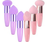 JHKNNK Lot de 6 Éponges à Maquillage en Latex Poignée, Utilisation Sèche et Humide, pour Appliquer Poudre et Crème, Cache les Imperfections Facilement