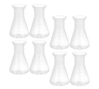 JHKNNK Lot de 8 Fioles Coniques en Plastique 50 Ml Graduées, Col Étroit sans Bouchon, Flacons Erlenmeyer pour Expériences Scientifiques et Matériel de Laboratoire, Usage Chimie et Mesure