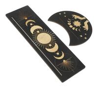 JHKNNK Support D'autel Élégant et Facile à en Bois Foncé pour Cartes de Tarot 2 Pièces Formes Lune et Rectangle, Accessoire de Divination pour Chambre et Tarot