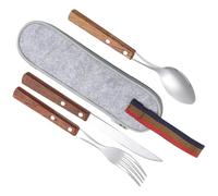 JHKNNK Vaisselle Portable de Camping Comprenant Fourchette, Cuillère et Couteau en Acier Inoxydable, Ensemble de Couverts pour Repas en Plein Air et Boîte à Lunch, 3 Pièces