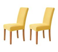 JHLD Housse De Chaise Elastique, Couverture De Chaise Jacquard Doux Spandex Housse De Chaise De Salle à Manger Antidérapant Housse De Chaise pour Banquet, La Cérémonie-Jaune-Ensemble de 2