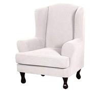 JHLD Housse De Fauteuil à Oreilles élastique, Luxe Jacquard Motif 2 Pcs Housse De Fauteuil d'oreille/Housse De Coussin Lavable en Machine pour Salle De Séjour Canapé-Blanc-Fauteuil à Oreilles
