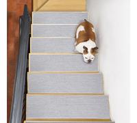 JHLGRE Marchettes d'Escalier, 20cm*76cm 15PCS, Anti Derapant Tapis, Moquette Escalier, Moquette Autocollante, Tapis d'Intérieur Antidérapant, avec Adhésif Réutilisable, Gris