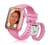 JHLGRE Montre Connectée Enfant, 1.83" Écran Tactile, 4G Vidéo/Voix/Chat, GPS GPS+LBS+WiFi Tracker, SOS, Mode Campus, IP68 Étanche, Cadeaux d'anniversaire pour Garçons et Filles (Rose)