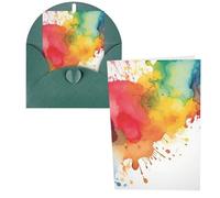 JHLMN Cartes de vœux de remerciement avec enveloppes - Carte d'anniversaire - Taches d'éclaboussures de peinture à l'aquarelle - Cartes de vœux de Noël - 10,2 x 15,2 cm - Carte de mariage vierge pour