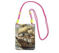 JHLMN Petit sac à bandoulière pour femme - Sac à main pour téléphone portable - Mini portefeuille pour téléphone portable - Age of Discovery Ship