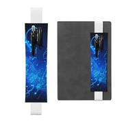 JHLMN Porte-stylo pour carnet de notes avec bande élastique réglable - Bleu - Notes de musique - Marque-page - En cuir synthétique - Pochette à crayons - Marqueur de page pour planificateurs, journaux