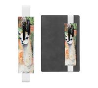 JHLMN Porte-stylo pour carnet de notes avec bande élastique réglable et marque-page en cuir synthétique blanc alpaga et cactus
