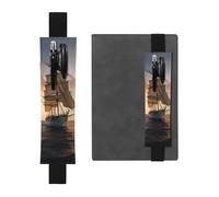 JHLMN Porte-stylo pour carnet de notes avec bande élastique réglable - Motif bateau à voile blanc au coucher du soleil - Marque-page - En cuir synthétique - Pochette à crayons - Marqueur de page