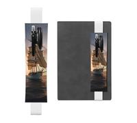 JHLMN Porte-stylo pour carnet de notes avec bande élastique réglable - Motif bateau à voile blanc au coucher du soleil - Marque-page - En cuir synthétique - Pochette à crayons - Marqueur de page