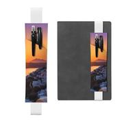 JHLMN Porte-stylo pour carnet de notes avec bande élastique réglable - Motif île de Grèce - Coucher de soleil - Marque-page - En cuir synthétique - Pochette à crayons - Marqueur de page - Pour