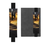 JHLMN Porte-stylo pour carnet de notes avec bande élastique réglable - Porte-crayon - Coucher de soleil sur la rivière - Bateau en bois - Marque-page - Pochette en cuir synthétique - Pochette à