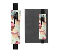 JHLMN Porte-stylo pour carnet de notes avec bande élastique réglable - Porte-crayon - Cupcake - Marque-page - En cuir synthétique - Pochette à crayons - Marqueur de page - Pour planificateurs