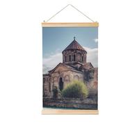 JHLMN Poster sur toile à suspendre sur tige en bois - Affiche d'église arménienne avec cadre en bois - Bannière décorative pour salon, chambre à coucher - 40,6 x 61 cm