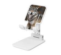 JHLMN Support de téléphone pliable pour bureau - Angle réglable en hauteur - Support de téléphone portable - Support de téléphone portable - Loup sauvage gris sauvage - Support de tablette compatible