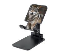 JHLMN Support de téléphone pliable pour bureau - Angle réglable en hauteur - Support de téléphone portable - Support de téléphone portable - Loup sauvage gris sauvage - Support de tablette compatible